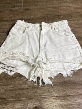 Rollas Dusters White Denim Shorts 26 High Rise Cutoff Summer